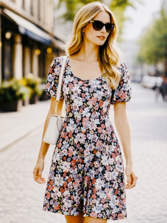 Suzy Shier Dresses & Skirts - Suzy Shier Floral Fit & Flare Dress Open Back Cottagecore S Feminine Red Pink